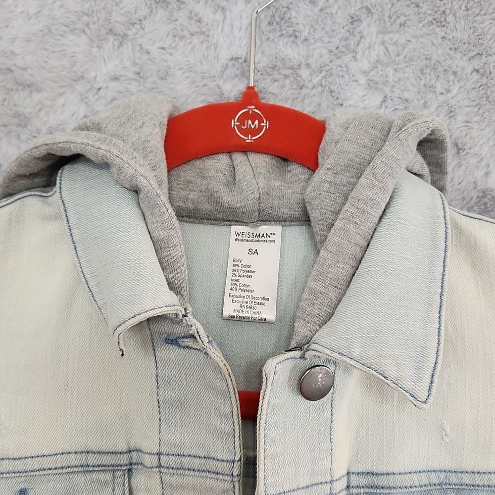 Weissman Hooded Denim Jacket Costume Layered Gray Hoodie Youth SA - Picture 2 of 12